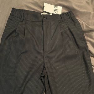 Zara High Waist Plicated Detail Straight Leg Pants size S